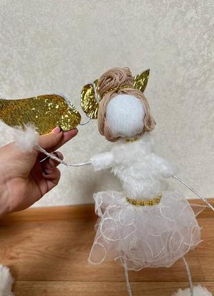 Лялька ангел декоративна ручна робота, ангел під ялинку, лялька подарунок, декор у кав'ярню, фотосту2 фото