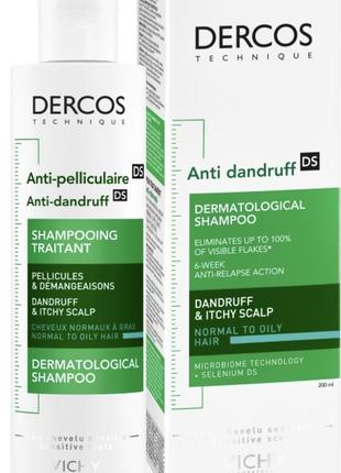 Шампунь від лупи для нормального і жирного волосся vichy dercos anti-pelliculaire anti-dandruff shampooing1 фото