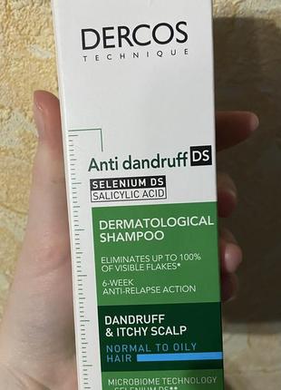 Шампунь від лупи для нормального і жирного волосся vichy dercos anti-pelliculaire anti-dandruff shampooing2 фото