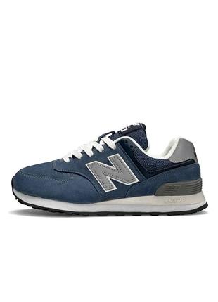 Женские кроссовки new balance 574 premium blue reflective1 фото