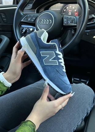 Женские кроссовки new balance 574 premium blue reflective5 фото