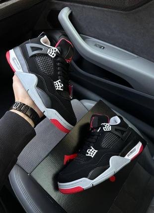 Мужские кроссовки nike air jordan 4 retro / найк джордан / демисезонные / весенние, летние, осенние / обувь / кожа, нубук / белые, черные, серые