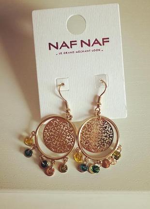 Серьги ажурные золотистые naf naf
