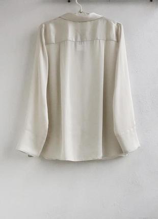 Жемчужная кремовая сатиновая шелковая рубашка блуза бежевая h&m8 фото