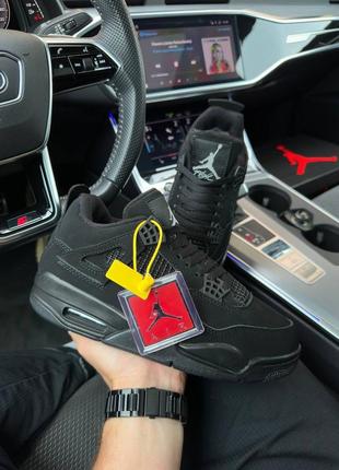 Мужские кроссовки nike air jordan 4 retro fur / найк джордан / утепленные / зимние / обувь / нубук, мех / белые, черные, серые / с мехом2 фото