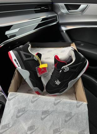 Мужские кроссовки nike air jordan 4 retro fur / найк джордан / утепленные / зимние / обувь / нубук, мех / белые, черные, серые / с мехом3 фото