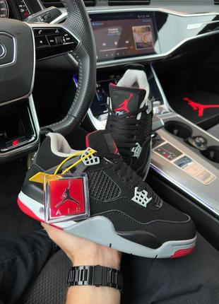 Мужские кроссовки nike air jordan 4 retro fur / найк джордан / утепленные / зимние / обувь / нубук, мех / белые, черные, серые / с мехом4 фото