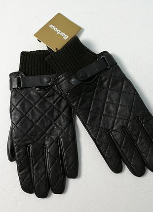 Мужские кожаные перчатки оригинал barbour quilted leather gloves1 фото