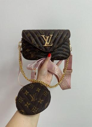 Женская сумка louis vuitton wave multi pochette brown/pink8 фото