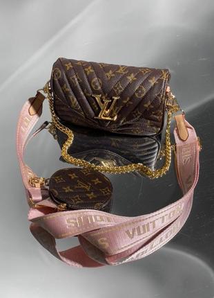 Женская сумка louis vuitton wave multi pochette brown/pink