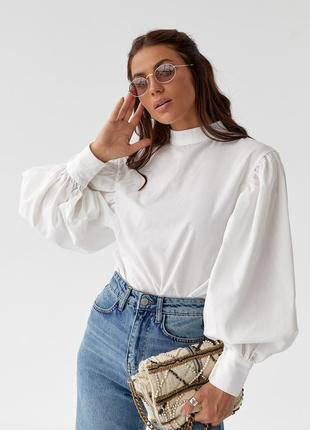Комплект 3-йка блуза с объемными рукавами с жилетом и поясом9 фото