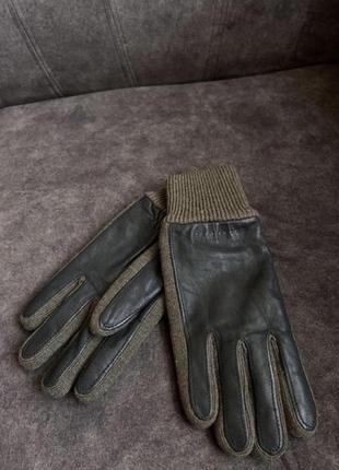 Шкіряні рукавиці hugo boss оригінальні чорні коричневі , нові1 фото