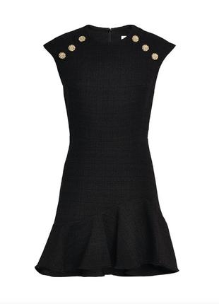 Платье sandro черное молочное твидовое с пуговицами в стиле old money7 фото