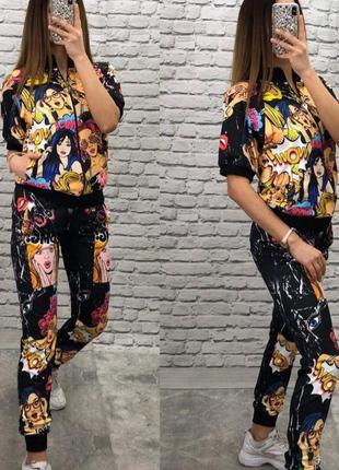 Костюм,яркий принт, размер л