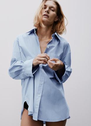 Zara рубашка в полоску в мужском стиле l