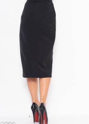Черная юбка-карандаш с запахом3 фото