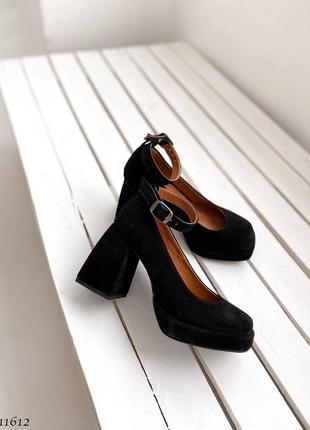 Premium! женские замшевые черные туфли на каблуке весенне осенние натуральная замша весна осень10 фото
