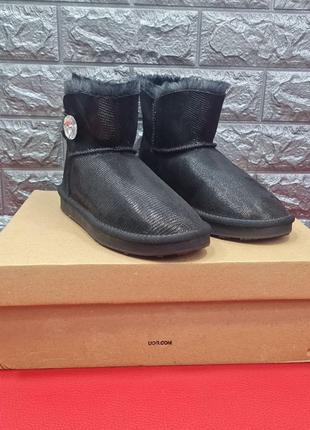 Женские сапоги ugg черные кожаные сапоги угги1 фото