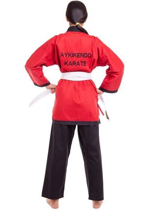 Кімоно для айкікендо карате aykikendo karate 💣 120-190см червоний-чорний5 фото