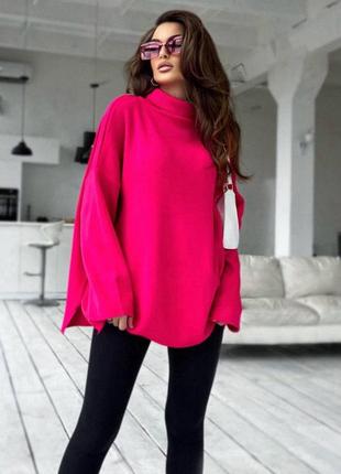 Трендовый теплый женский свитер oversize с горловиной 🎀8 фото