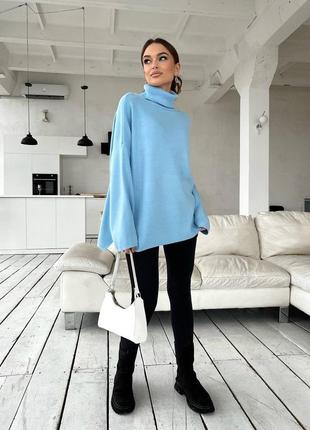 Трендовый теплый женский свитер oversize с горловиной 🎀2 фото