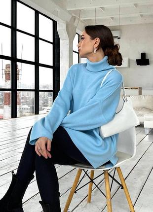 Трендовый теплый женский свитер oversize с горловиной 🎀3 фото