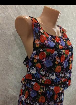 Женское george платье сарафан лето длинное принт цветы маки нарядное шифоновое6 фото