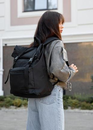 Чёрный женский рюкзак roll top - оксфорд3 фото