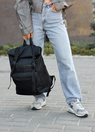 Чёрный женский рюкзак roll top - оксфорд9 фото