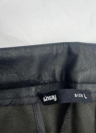 Кожанные брюки с разрезами sinsay4 фото