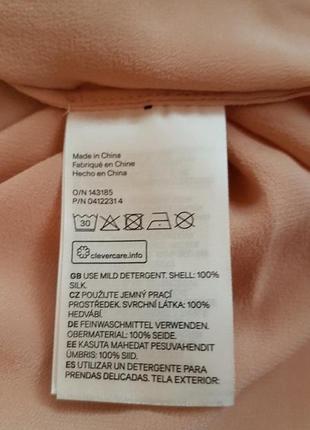 Пудровая шелковая блуза h&amp;m с оборками. 100 % шовк!8 фото