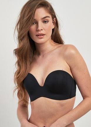 Черный базовый гладкий бюстгальтер без бритель бандо wonderbra 70d 75c