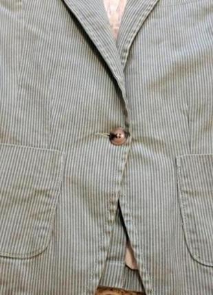 Джинсовый пиджак в полоску2 фото