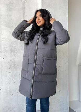 Стильная зимняя удлиненная куртка 🌈8 цветов9 фото