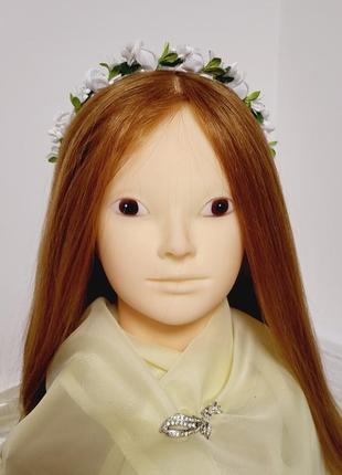 Віночок-обруч на голову ручної роботи "трояндочка біла"