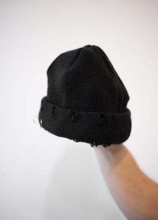 Чорна бежева шапка біні y2k чоловіча жіноча унісекс6 фото