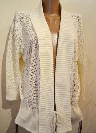 В'язаний кардиган молочного кольору 2xl-3xl