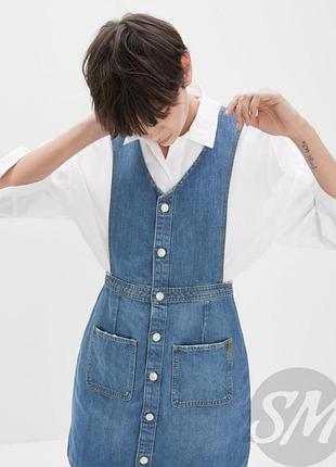 Платье- сарафан котоновый синий zara (размер 38)