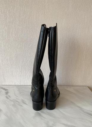 Сапоги чоботи чорні натуральна шкіра на підборах класична модель на блискавці мешти черевики4 фото