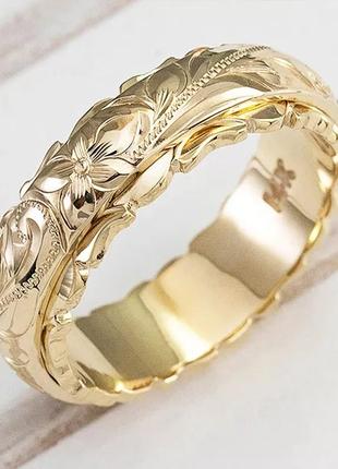 Женское регулируемое кольцо с пробой позолота 750 14к золото ювелирные украшения руки блестящее акция скидка распродажа рисунок цвети массивное2 фото