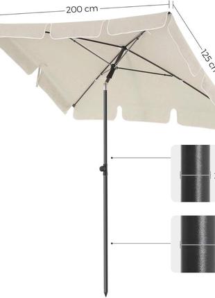 Зонт songmics 200 x 125 см, балконный зонт upf 50 бежевый3 фото