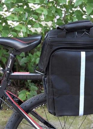 Складана велосипедна сумка на багажник із дощовиком 30l korbi чорна