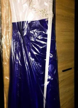 🔥final sale 🔥выпускное платье платье на свадьбу корсет/  синее длинное (в пол)5 фото