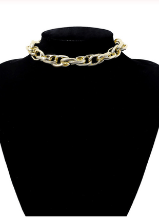 Ланцюг ланцюжок чокер велика складне плетіння кольє намисто під золото нова3 фото