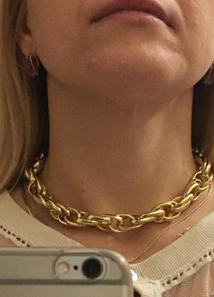 Ланцюг ланцюжок чокер велика складне плетіння кольє намисто під золото нова9 фото