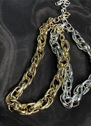 Ланцюг ланцюжок чокер велика складне плетіння кольє намисто під золото нова10 фото