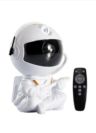 Лазерный ночник-проектор звездного неба астронавт, сидячий – с пультом - st-2536, белый