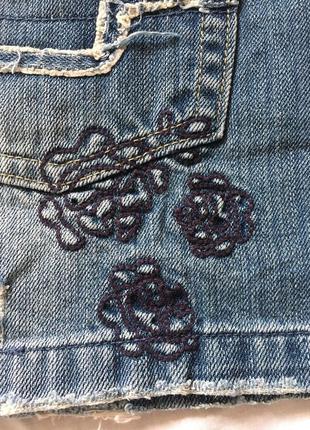 Юбка джинсовая мини с вышивкой6 фото