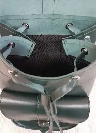 Рюкзак женский "вояж" натуральная кожа, темно-зеленый4 фото
