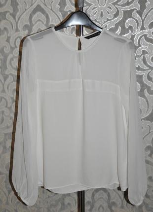 Нежная, белая  блузка zara c объемным рукавом2 фото